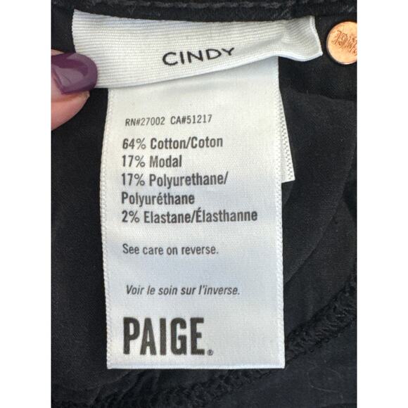 PAIGE Cindy Double Button Front Seam Straight Leg Split Ankle Washed Obsidian 28 - Picture 7 of 14